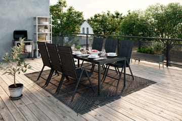 Tunis Spisegruppe 205+6 Maggie Posisjonsstoler+Puter - Svart/Grå - Hagemøbler & utemiljø - Hagegruppe - Spisegrupper hage