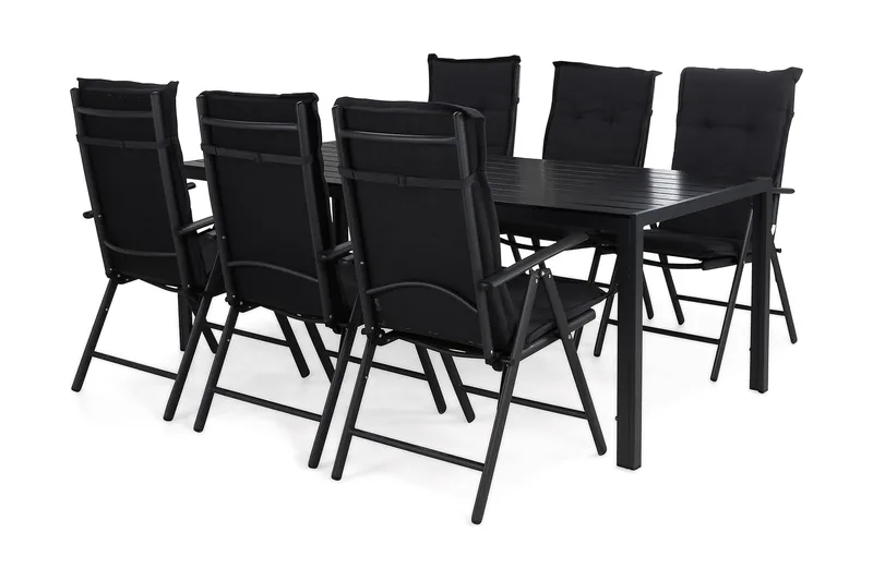 Tunis Spisegruppe 205+6 Maggie Posisjonsstoler+Puter, Svart/Grå