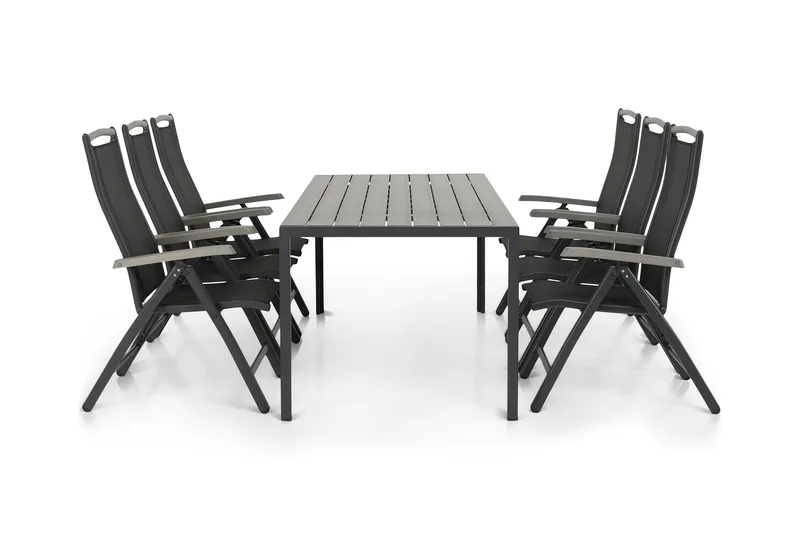 Tunis Spisegruppe 205+6 Monaco Lyx Posisjonsstoler, Svart