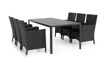 Tunis Spisegruppe 205+6 Thor Lyx Stoler - Svart - Hagemøbler & utemiljø - Hagegruppe - Spisegrupper hage