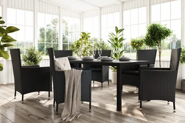 Tunis Spisegruppe 205+6 Thor Lyx Stoler - Svart - Hagemøbler & utemiljø - Hagegruppe - Spisegrupper hage