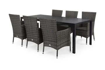 Tunis Spisegruppe 205+6 Thor Stoler - Svart/Grå - Hagemøbler & utemiljø - Hagegruppe - Spisegrupper hage