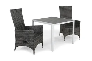 Tunis Spisegruppe 90+2 Jenny Regulerbare Stoler - Hvit/Grå - Hagemøbler & utemiljø - Hagegruppe - Spisegrupper hage