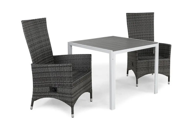 Tunis Spisegruppe 90+2 Jenny Regulerbare Stoler - Hvit/Grå - Hagemøbler & utemiljø - Hagegruppe - Spisegrupper hage