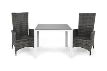 Tunis Spisegruppe 90+2 Jenny Regulerbare Stoler - Hvit/Grå - Hagemøbler & utemiljø - Hagegruppe - Spisegrupper hage