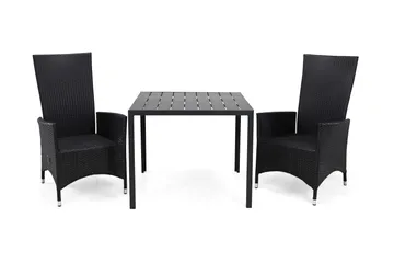 Tunis Spisegruppe 90+2 Jenny Regulerbare Stoler - Svart - Hagemøbler & utemiljø - Hagegruppe - Spisegrupper hage