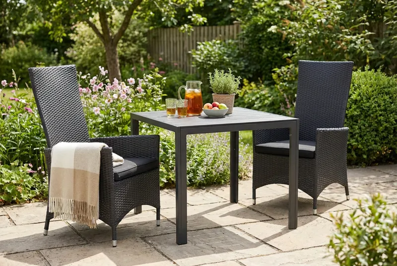 Tunis Spisegruppe 90+2 Jenny Regulerbare Stoler+Puter - Svart - Hagemøbler & utemiljø - Hagegruppe - Spisegrupper hage