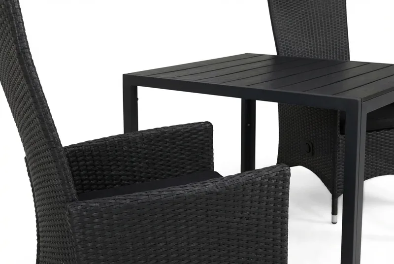 Tunis Spisegruppe 90+2 Jenny Regulerbare Stoler+Puter - Svart - Hagemøbler & utemiljø - Hagegruppe - Spisegrupper hage