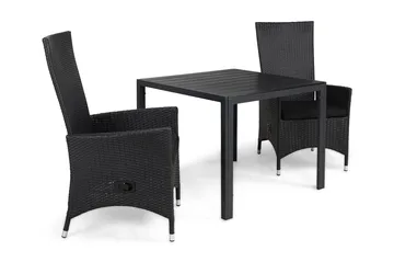 Tunis Spisegruppe 90+2 Jenny Regulerbare Stoler+Puter - Svart - Hagemøbler & utemiljø - Hagegruppe - Spisegrupper hage