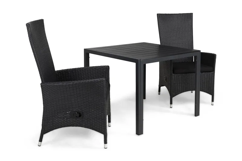 Tunis Spisegruppe 90+2 Jenny Regulerbare Stoler+Puter, Svart