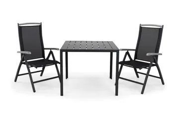 Tunis Spisegruppe 90+2 Monaco Lyx Posisjonsstoler - Svart - Hagemøbler & utemiljø - Hagegruppe - Spisegrupper hage