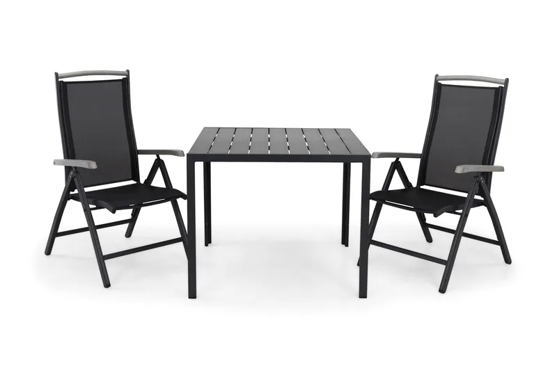 Tunis Spisegruppe 90+2 Monaco Lyx Posisjonsstoler - Svart - Hagemøbler & utemiljø - Hagegruppe - Spisegrupper hage