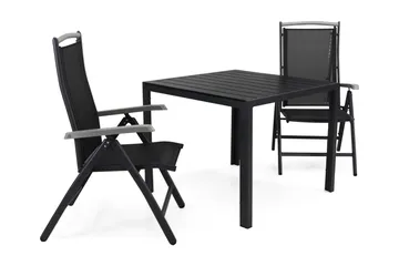 Tunis Spisegruppe 90+2 Monaco Lyx Posisjonsstoler - Svart - Hagemøbler & utemiljø - Hagegruppe - Spisegrupper hage