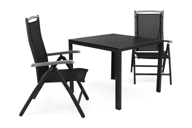Tunis Spisegruppe 90+2 Monaco Lyx Posisjonsstoler - Svart - Hagemøbler & utemiljø - Hagegruppe - Spisegrupper hage
