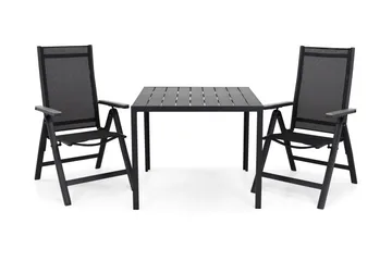 Tunis Spisegruppe 90+2 Monaco Posisjonsstoler - Svart/Grå - Hagemøbler & utemiljø - Hagegruppe - Spisegrupper hage