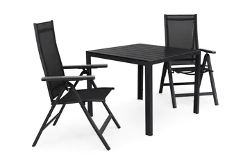 Tunis Spisegruppe 90+2 Monaco Posisjonsstoler - Svart/Grå - Hagemøbler & utemiljø - Hagegruppe - Spisegrupper hage