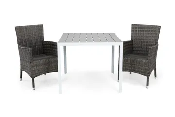 Tunis Spisegruppe 90+2 Thor Stoler - Hvit/Grå - Hagemøbler & utemiljø - Hagegruppe - Cafemøbler & cafesett