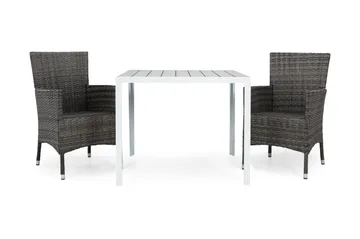 Tunis Spisegruppe 90+2 Thor Stoler - Hvit/Grå - Hagemøbler & utemiljø - Hagegruppe - Cafemøbler & cafesett