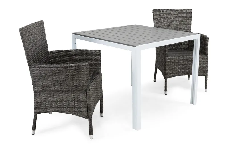 Tunis Spisegruppe 90+2 Thor Stoler - Hvit/Grå - Hagemøbler & utemiljø - Hagegruppe - Cafemøbler & cafesett