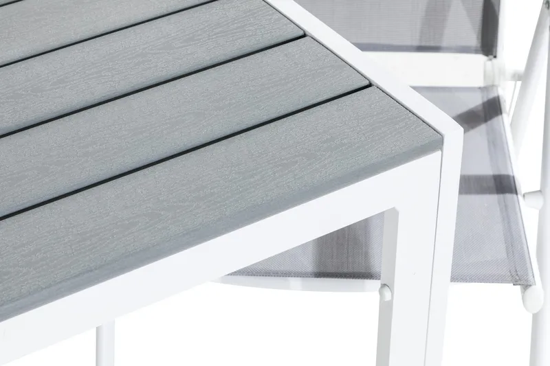 Tunis Spisegruppe 90x90 + 2 Maggie Posisjonsstol - Hvit/Grå - Hagemøbler & utemiljø - Hagegruppe - Spisegrupper hage
