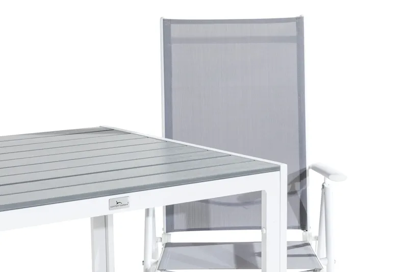 Tunis Spisegruppe 90x90 + 2 Maggie Posisjonsstol - Hvit/Grå - Hagemøbler & utemiljø - Hagegruppe - Spisegrupper hage