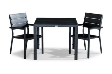 Tunis Spisegruppe 90x90 + 2 Stablestoler - Svart - Hagemøbler & utemiljø - Hagegruppe - Spisegrupper hage