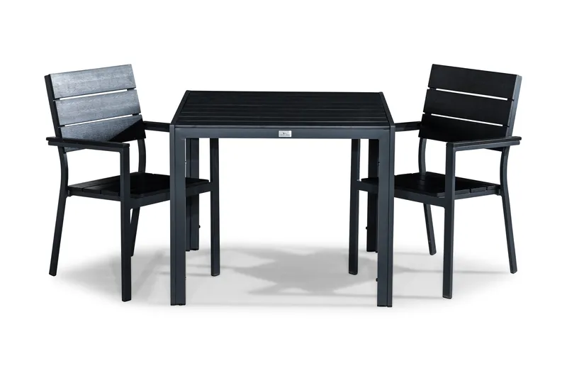 Tunis Spisegruppe 90x90 + 2 Stablestoler, Svart