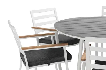 Tunis Spisegruppe Rund 140 cm + 6 Oliver Spisestol - Alu/Hvit - Hagemøbler & utemiljø - Hagegruppe - Spisegrupper hage