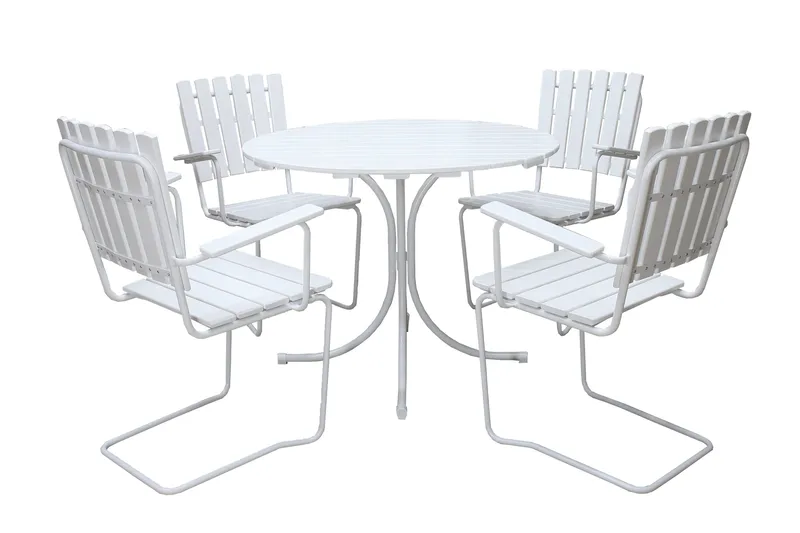 Vaxholm Spisegruppe Rund 100 cm + 4 Stoler Hvit