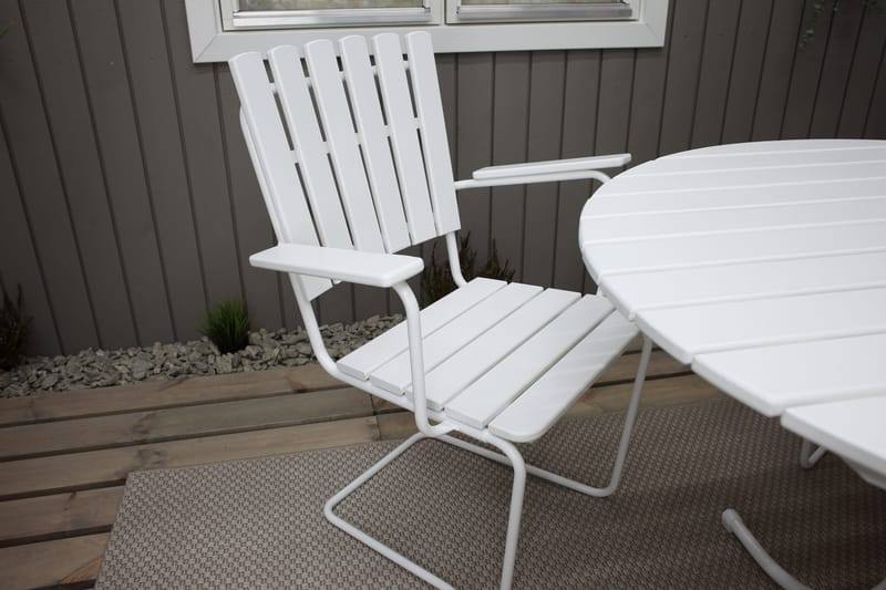 Vaxholm Spisegruppe Rund 100 cm + 4 Stoler Hvit - Hagemøbler & utemiljø - Hagegruppe - Spisegrupper hage