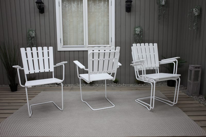 Vaxholm Spisegruppe Rund 100 cm + 4 Stoler Hvit - Hagemøbler & utemiljø - Hagegruppe - Spisegrupper hage