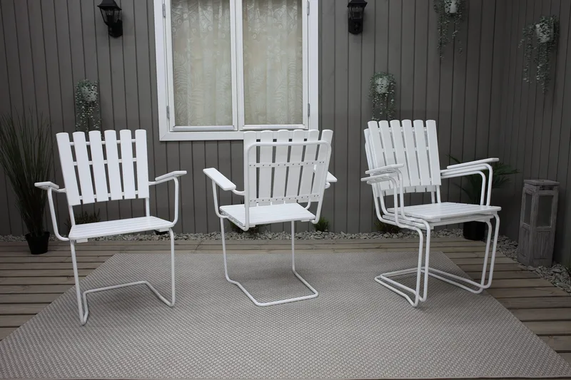 Vaxholm Spisegruppe Rund 100 cm + 4 Stoler Hvit - Hagemøbler & utemiljø - Hagegruppe - Spisegrupper hage