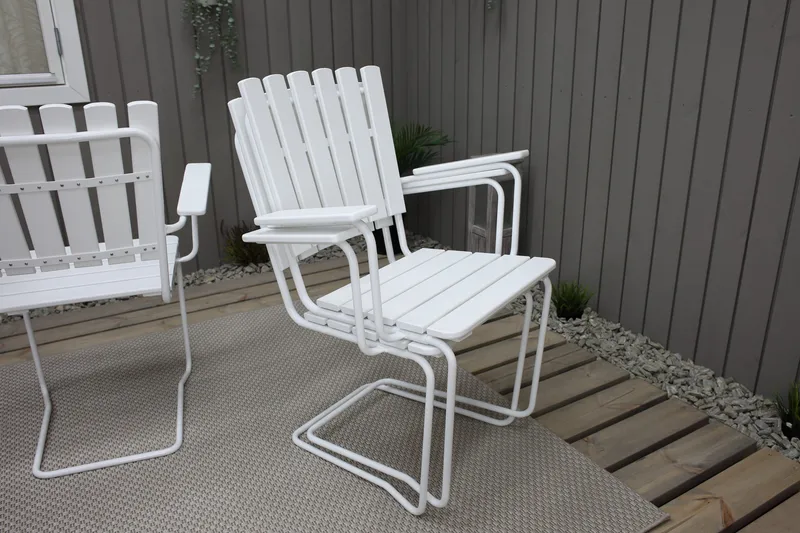 Vaxholm Spisegruppe Rund 100 cm + 4 Stoler Hvit - Hagemøbler & utemiljø - Hagegruppe - Spisegrupper hage