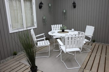 Vaxholm Spisegruppe Rund 100 cm + 4 Stoler Hvit - Hagemøbler & utemiljø - Hagegruppe - Spisegrupper hage