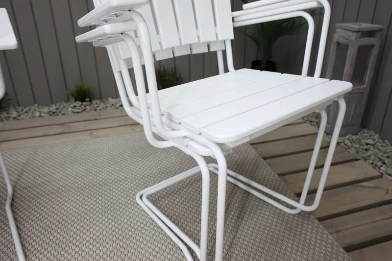 Vaxholm Spisegruppe Rund 100 cm + 4 Stoler Hvit - Hagemøbler & utemiljø - Hagegruppe - Spisegrupper hage