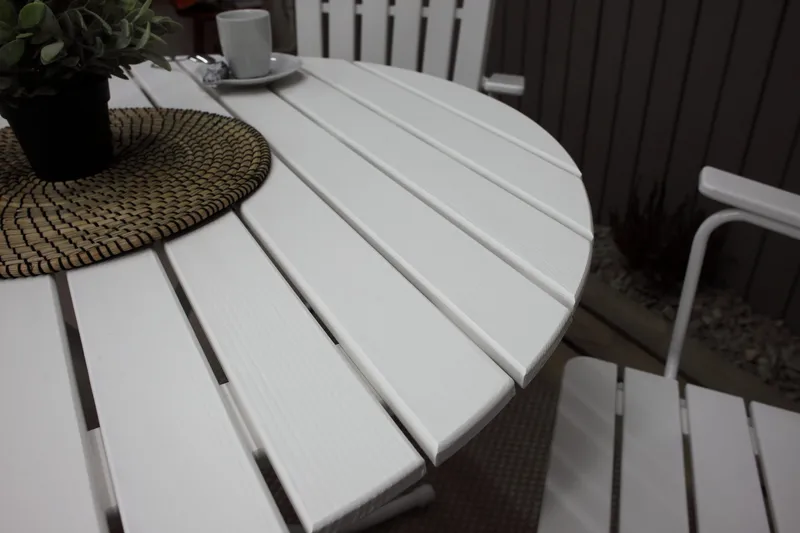 Vaxholm Spisegruppe Rund 100 cm + 4 Stoler Hvit - Hagemøbler & utemiljø - Hagegruppe - Spisegrupper hage