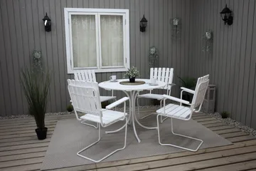 Vaxholm Spisegruppe Rund 100 cm + 4 Stoler Hvit - Hagemøbler & utemiljø - Hagegruppe - Spisegrupper hage