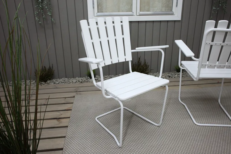 Vaxholm Spisegruppe Rund 100 cm + 4 Stoler Hvit - Hagemøbler & utemiljø - Hagegruppe - Spisegrupper hage