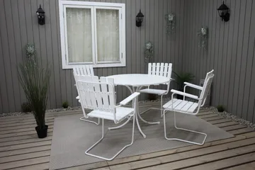 Vaxholm Spisegruppe Rund 100 cm + 4 Stoler Hvit - Hagemøbler & utemiljø - Hagegruppe - Spisegrupper hage