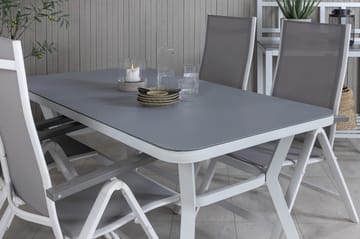 Virya Spisegruppe 160cm + 4 Albany Posisjonsstoler - Hvit - Hagemøbler & utemiljø - Hagegruppe - Spisegrupper hage