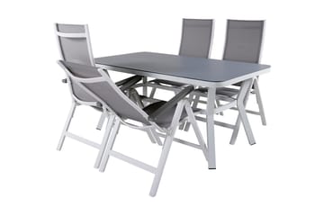 Virya Spisegruppe 160cm + 4 Albany Posisjonsstoler - Hvit - Hagemøbler & utemiljø - Hagegruppe - Spisegrupper hage