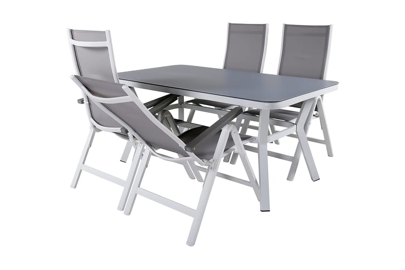 Virya Spisegruppe 160cm + 4 Albany Posisjonsstoler - Hvit - Hagemøbler & utemiljø - Hagegruppe - Spisegrupper hage