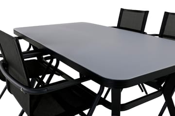 Virya Spisegruppe 160cm + 4 Alina Spisestoler - Svart - Hagemøbler & utemiljø - Hagegruppe - Spisegrupper hage