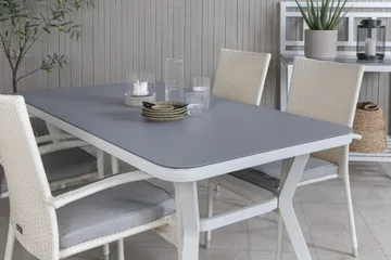 Virya Spisegruppe 160cm + 4 Anna Spisestoler - Hvit/Grå - Hagemøbler & utemiljø - Hagegruppe - Spisegrupper hage