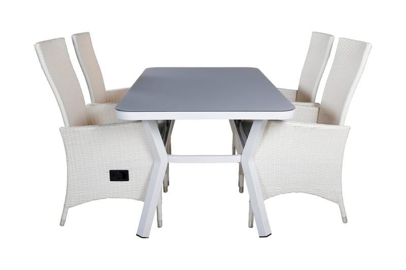 Virya Spisegruppe 160cm + 4 Padova Reclinerstoler, Svart/Natur