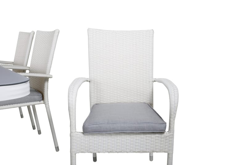 Virya Spisegruppe 160cm + 6 Anna Spisestoler - Hvit/Grå - Hagemøbler & utemiljø - Hagegruppe - Spisegrupper hage