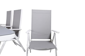 Virya Spisegruppe 160cm + 6 Break Posisjonsstoler - Hvit/Grå - Hagemøbler & utemiljø - Hagegruppe - Spisegrupper hage