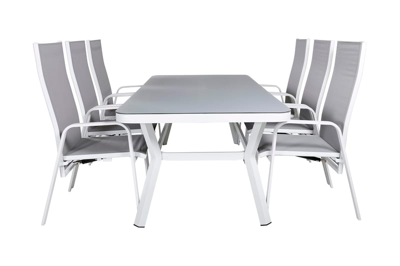 Virya Spisegruppe 160cm + 6 Copacabana Reclinerstoler, Svart