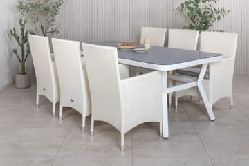 Virya Spisegruppe 160cm + 6 Malin Karmstoler - Svart/Grå - Hagemøbler & utemiljø - Hagegruppe - Spisegrupper hage