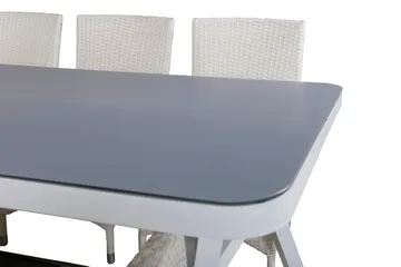 Virya Spisegruppe 160cm + 6 Malin Karmstoler - Svart/Grå - Hagemøbler & utemiljø - Hagegruppe - Spisegrupper hage